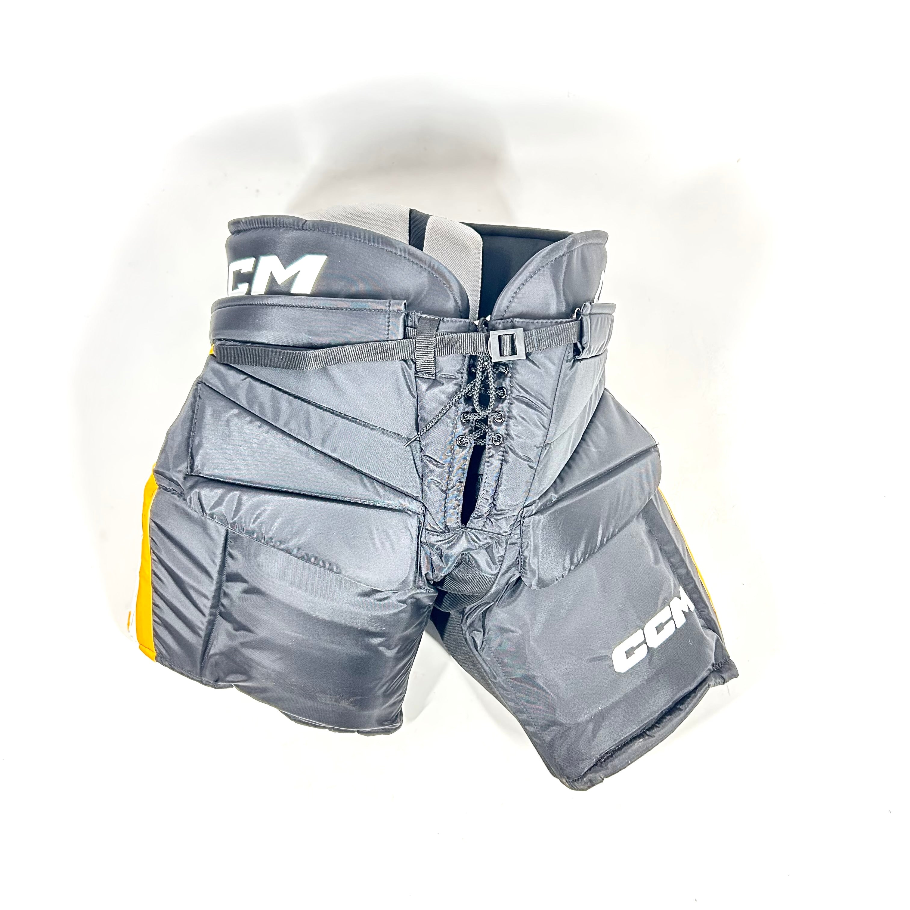CCM HPG12A - Pantalon de gardien de but de hockey Pro Stock (noir/blanc/jaune)